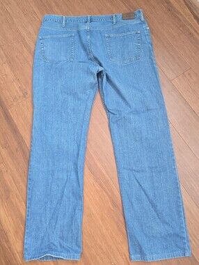 Men's Straight Leg Relaxed Fit Denim Blue Jeans Size 42 X 32 Lands' End